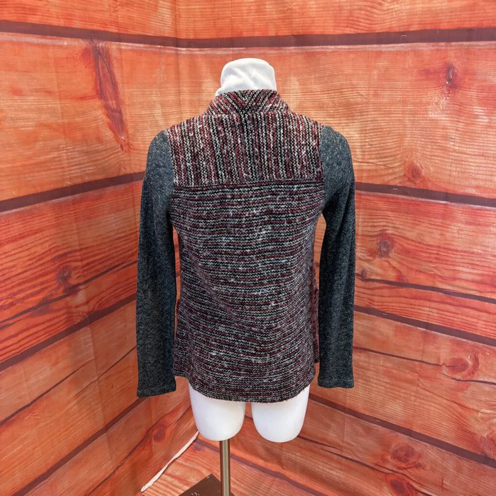 LUCKY BRAND GRAY RED KNIT JACKET SZ XS TCC