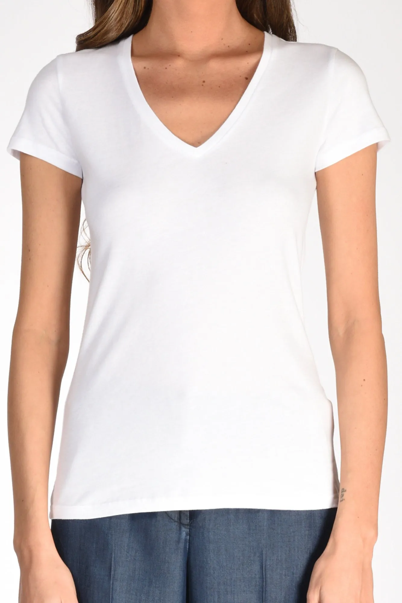 Majestic Filatures Paris Tshirt V Bianco Donna