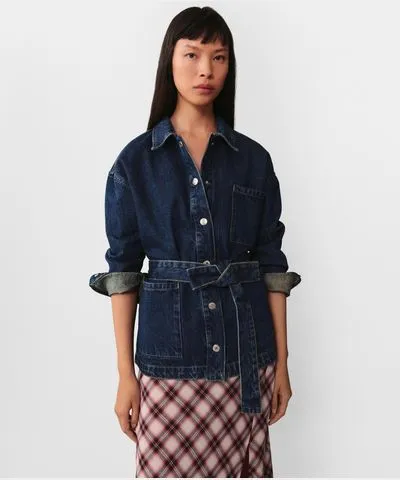 MANGO Women's Bow Detail Denim Jacket