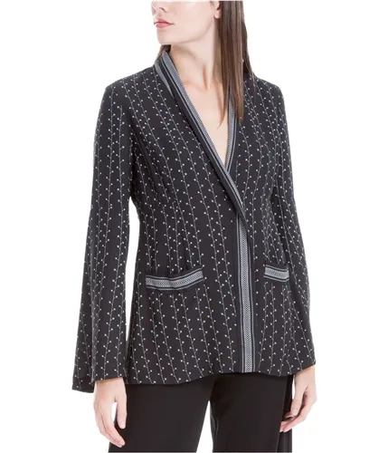 Max Studio London Womens Printed One Button Blazer Jacket