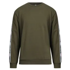 Moschino Underwear Logo Taped Shoulder Khaki Green Sweatshirt