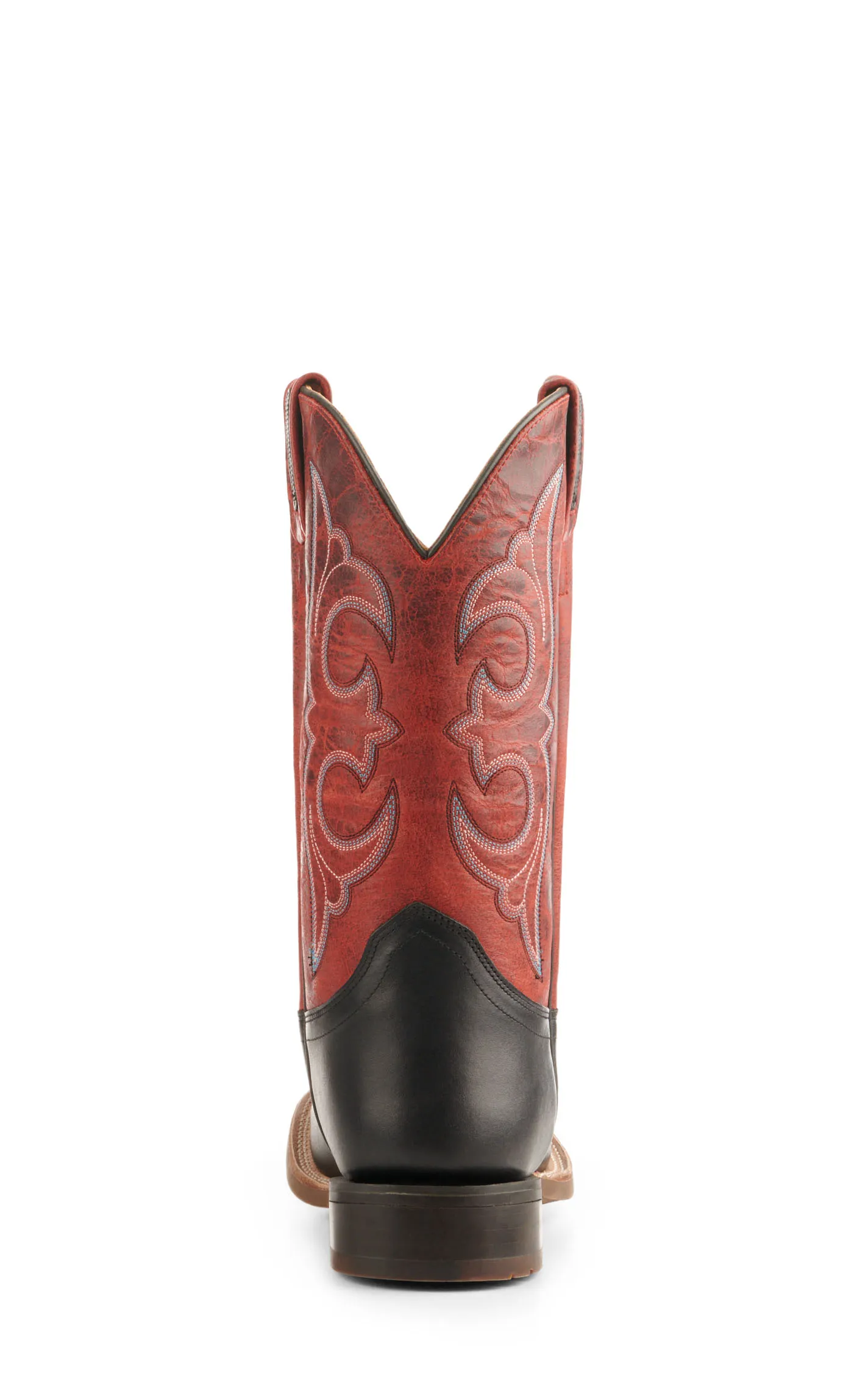 Old West Men's Black and Burnt Red Wide Square Toe Cowboy Boots