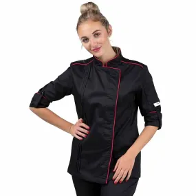 Orchestra Women's Black Chef Jacket with Pink Trim - MANELLI