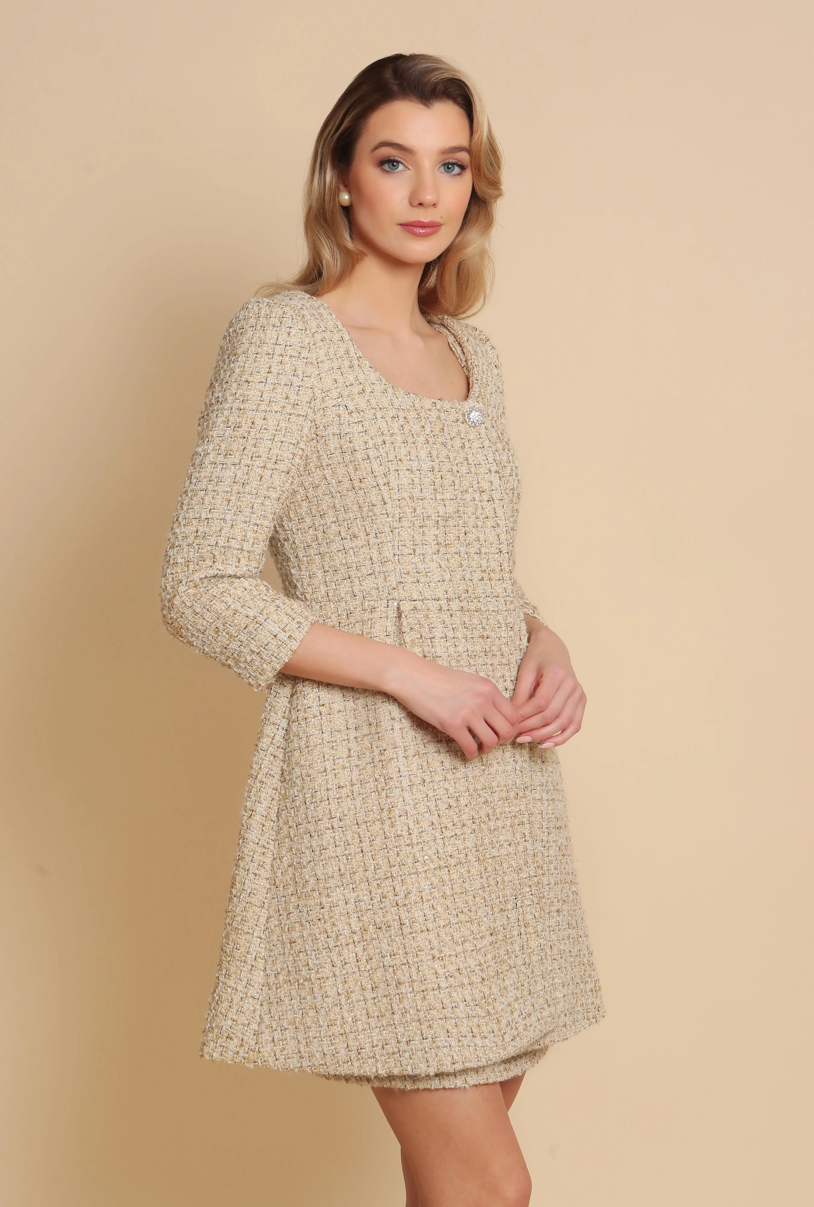 Oro Casablanca Tweed Dress Coat