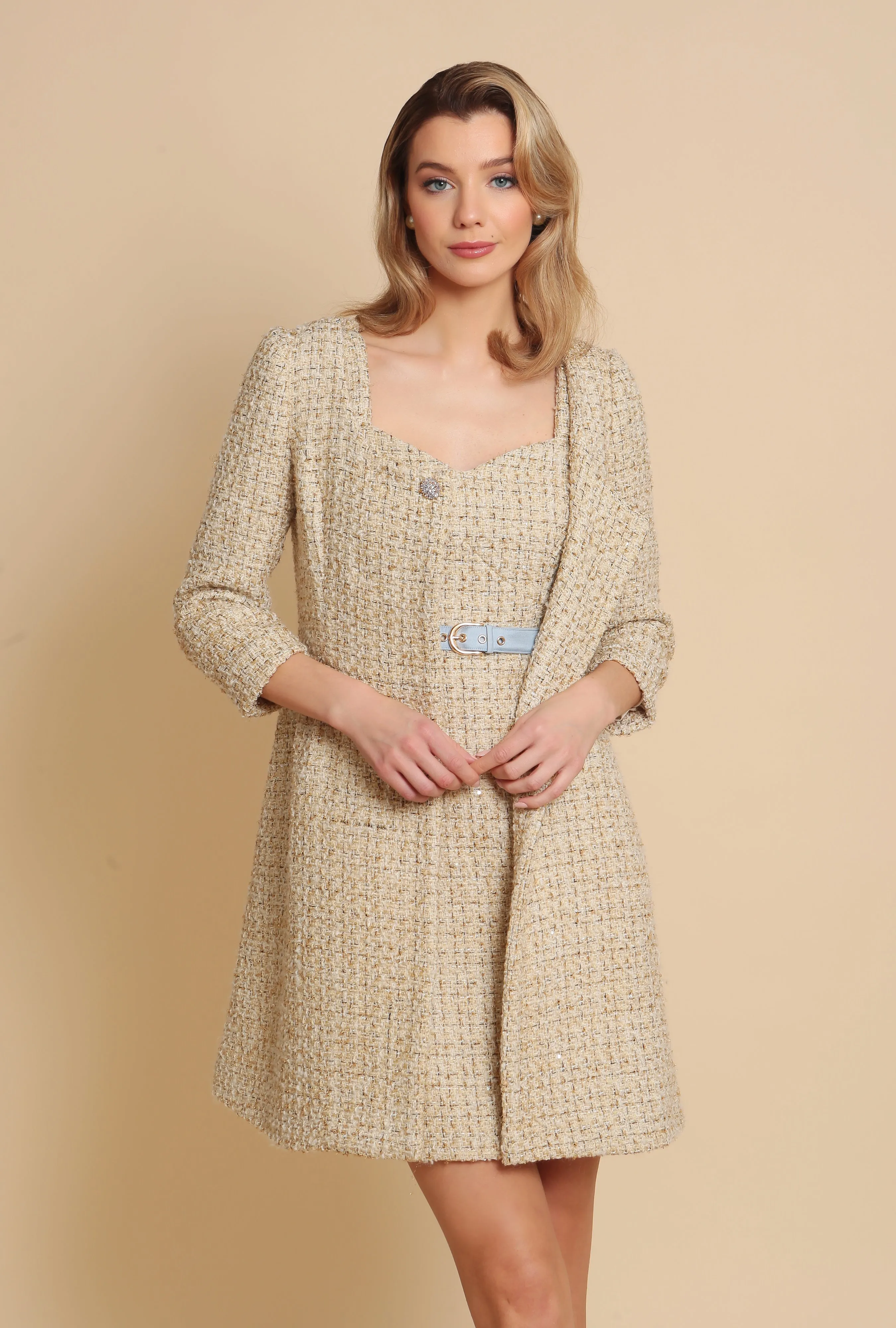 Oro Casablanca Tweed Dress Coat