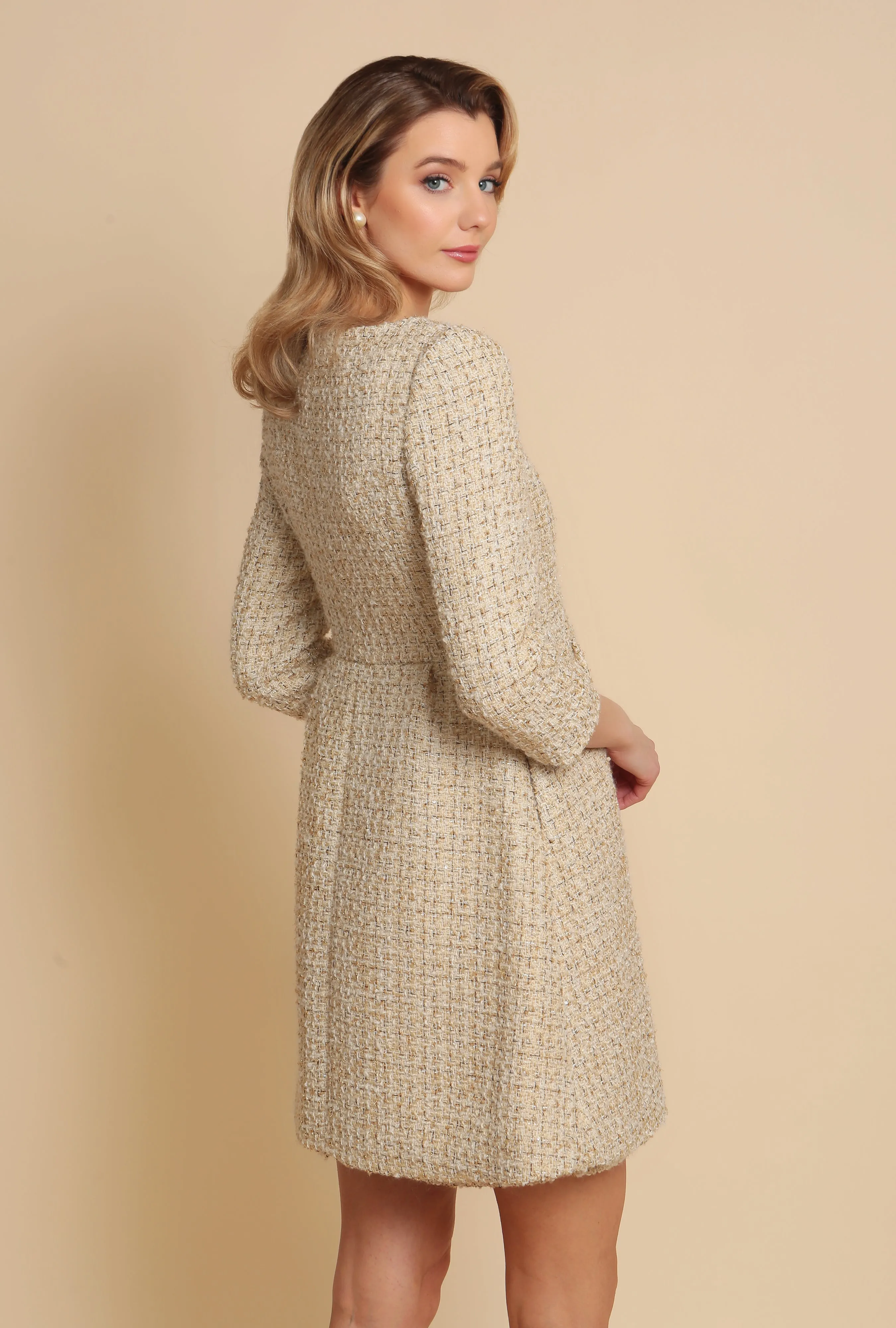 Oro Casablanca Tweed Dress Coat