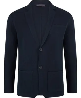 Paul James Knitwear Blue Mens Lightweight Cotton Cornelius Formal Knitted Blazer