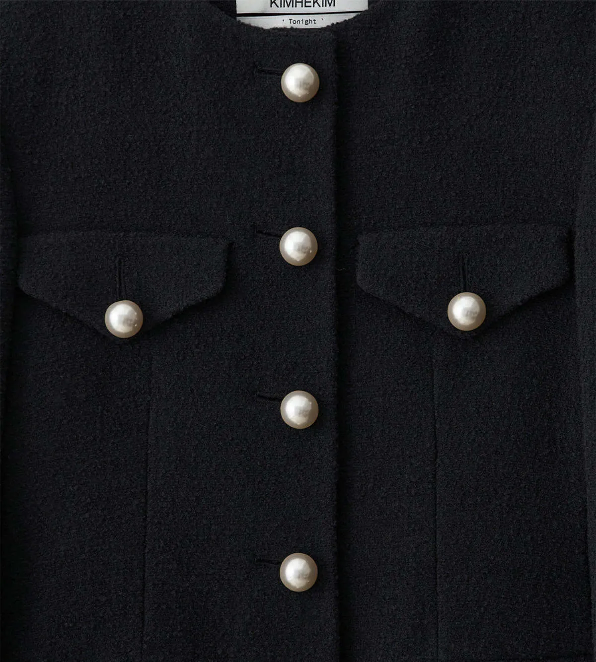 Pearl Button Evening Coat - Black