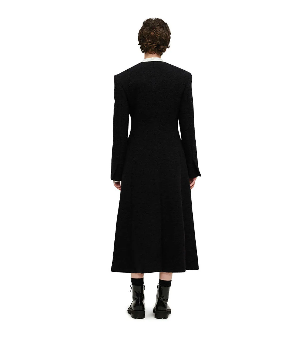 Pearl Button Evening Coat - Black