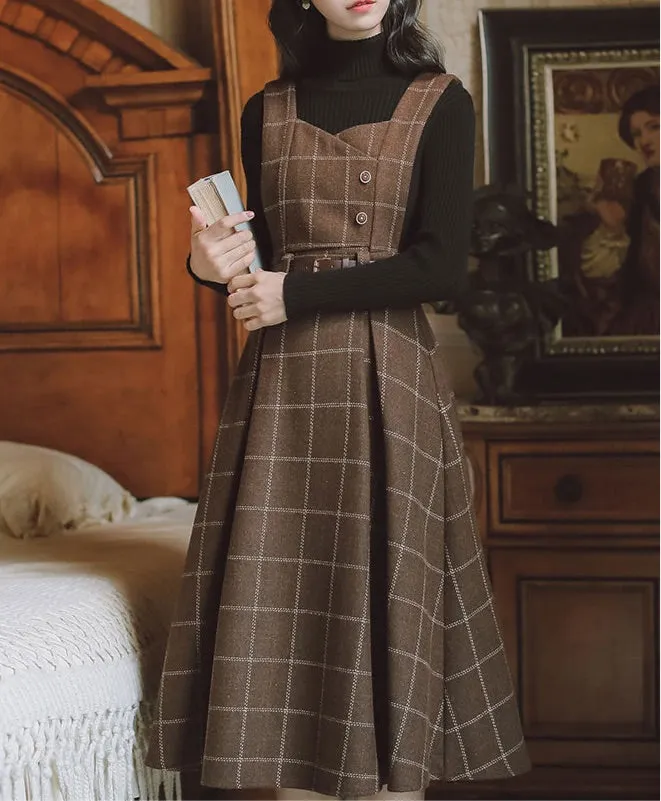 Pinafore Dress - Petya Wool Dark Academia