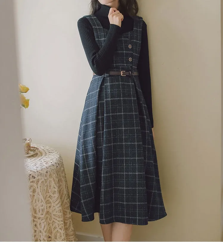 Pinafore Dress - Petya Wool Dark Academia