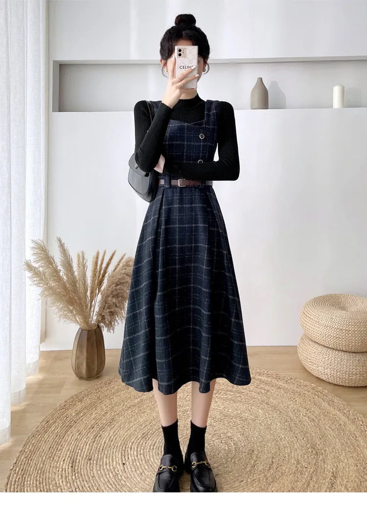 Pinafore Dress - Petya Wool Dark Academia