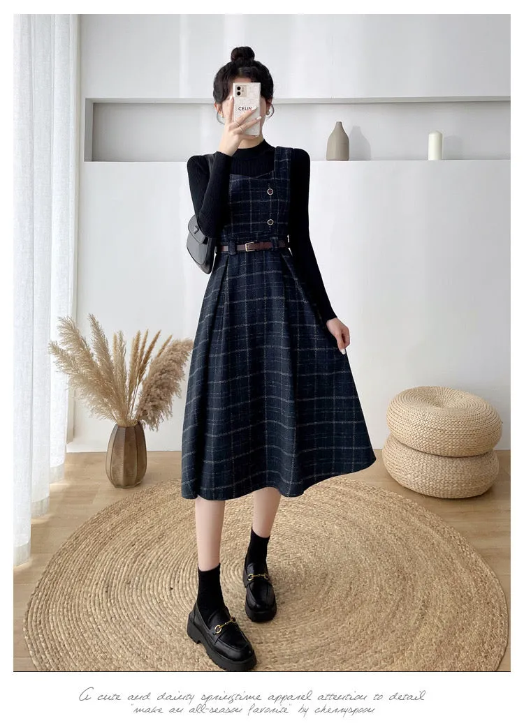 Pinafore Dress - Petya Wool Dark Academia