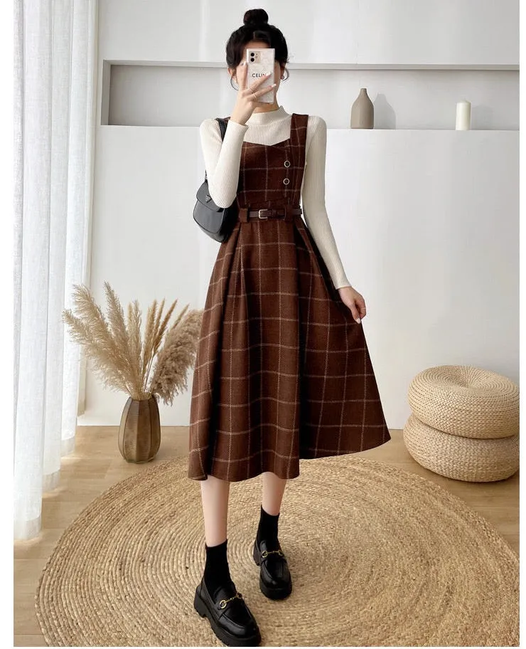 Pinafore Dress - Petya Wool Dark Academia