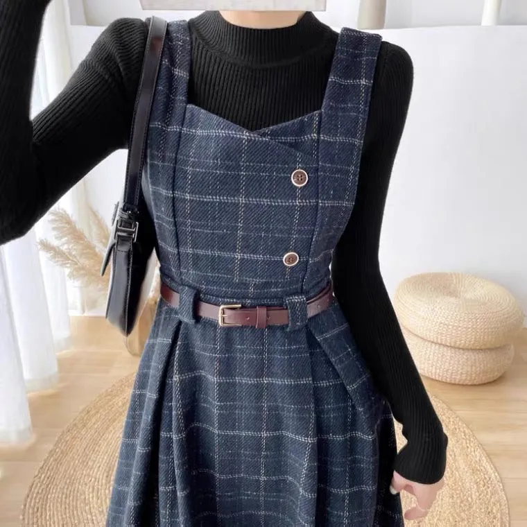 Pinafore Dress - Petya Wool Dark Academia