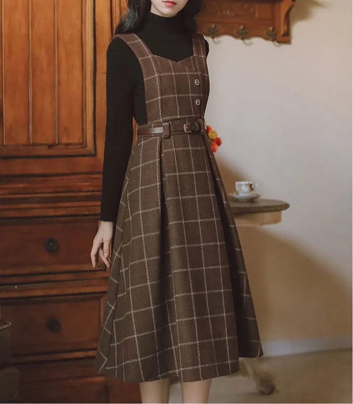 Pinafore Dress - Petya Wool Dark Academia