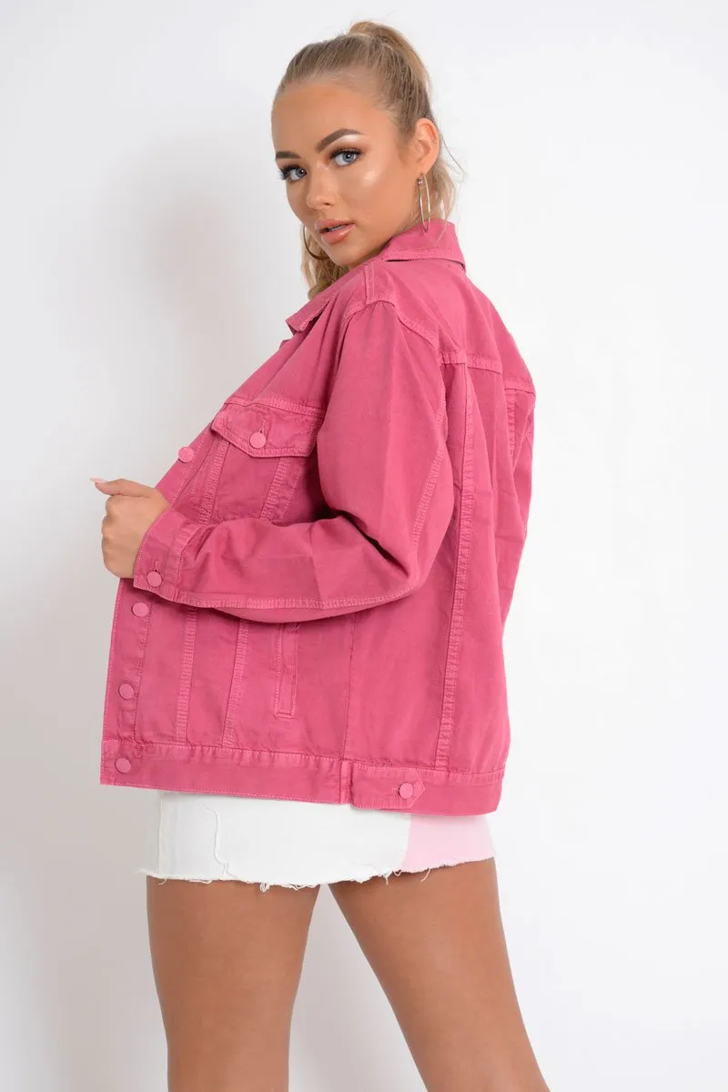 Pink Long Sleeved Denim Jacket - Safiya