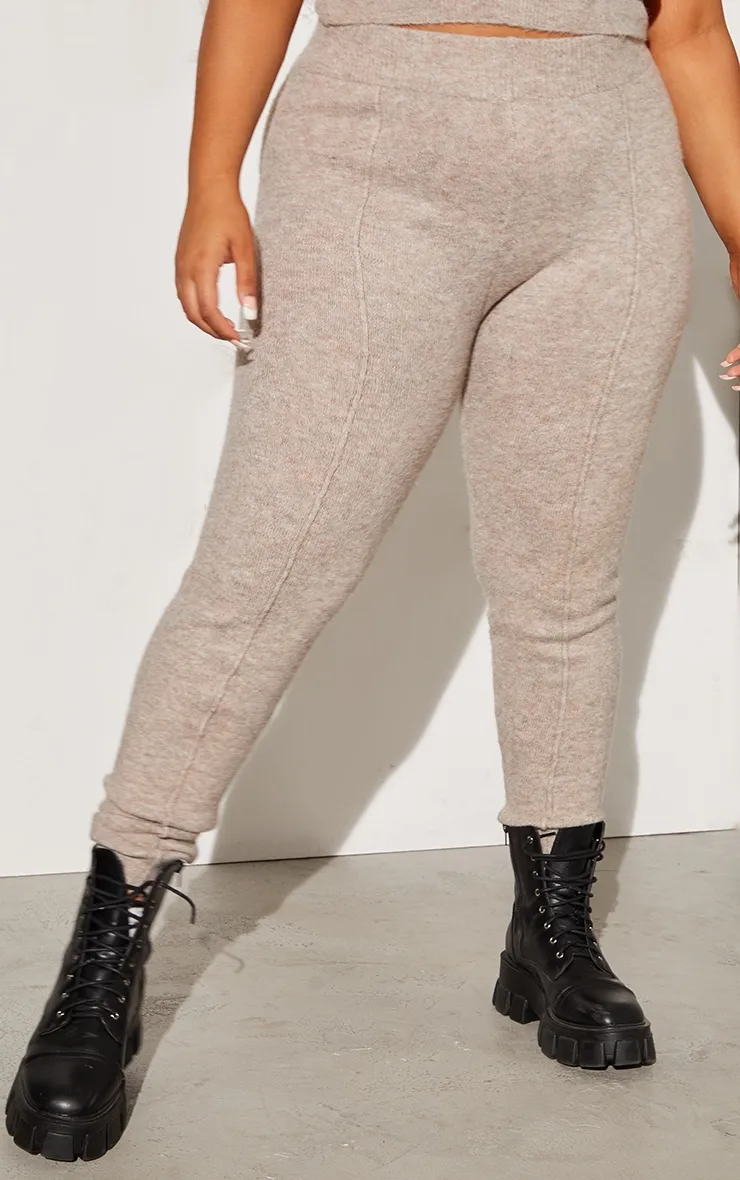 Plus Oatmeal Knitted High Waisted Leggings