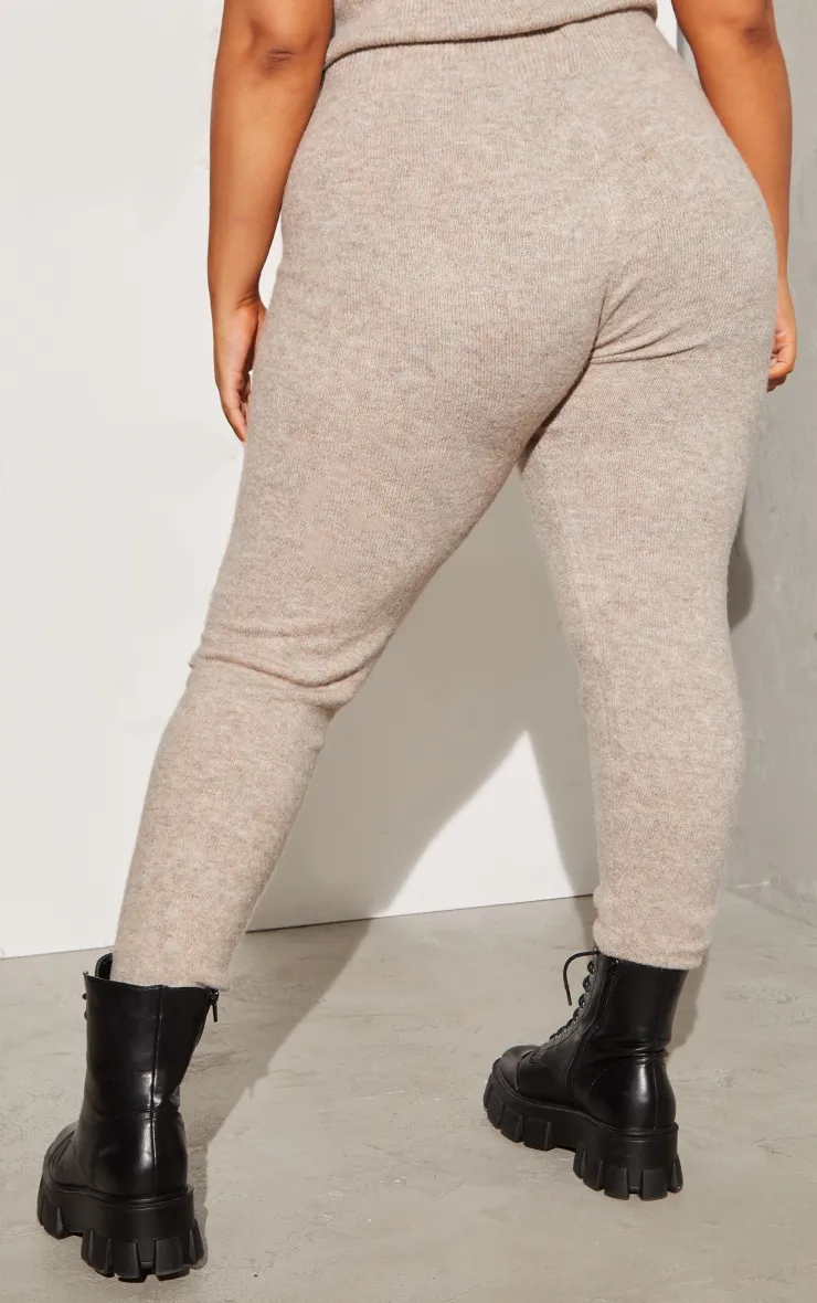 Plus Oatmeal Knitted High Waisted Leggings