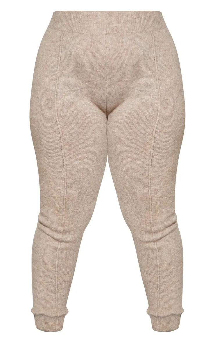 Plus Oatmeal Knitted High Waisted Leggings