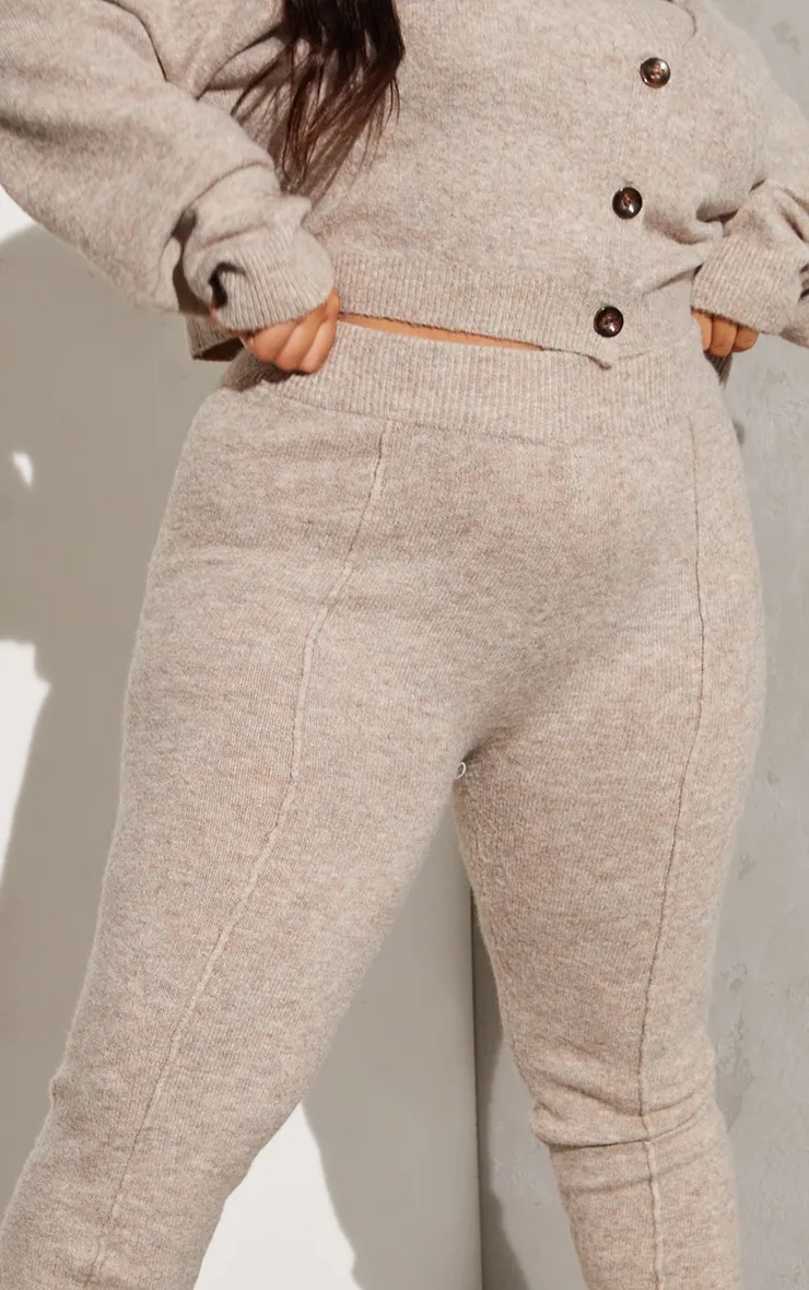 Plus Oatmeal Knitted High Waisted Leggings