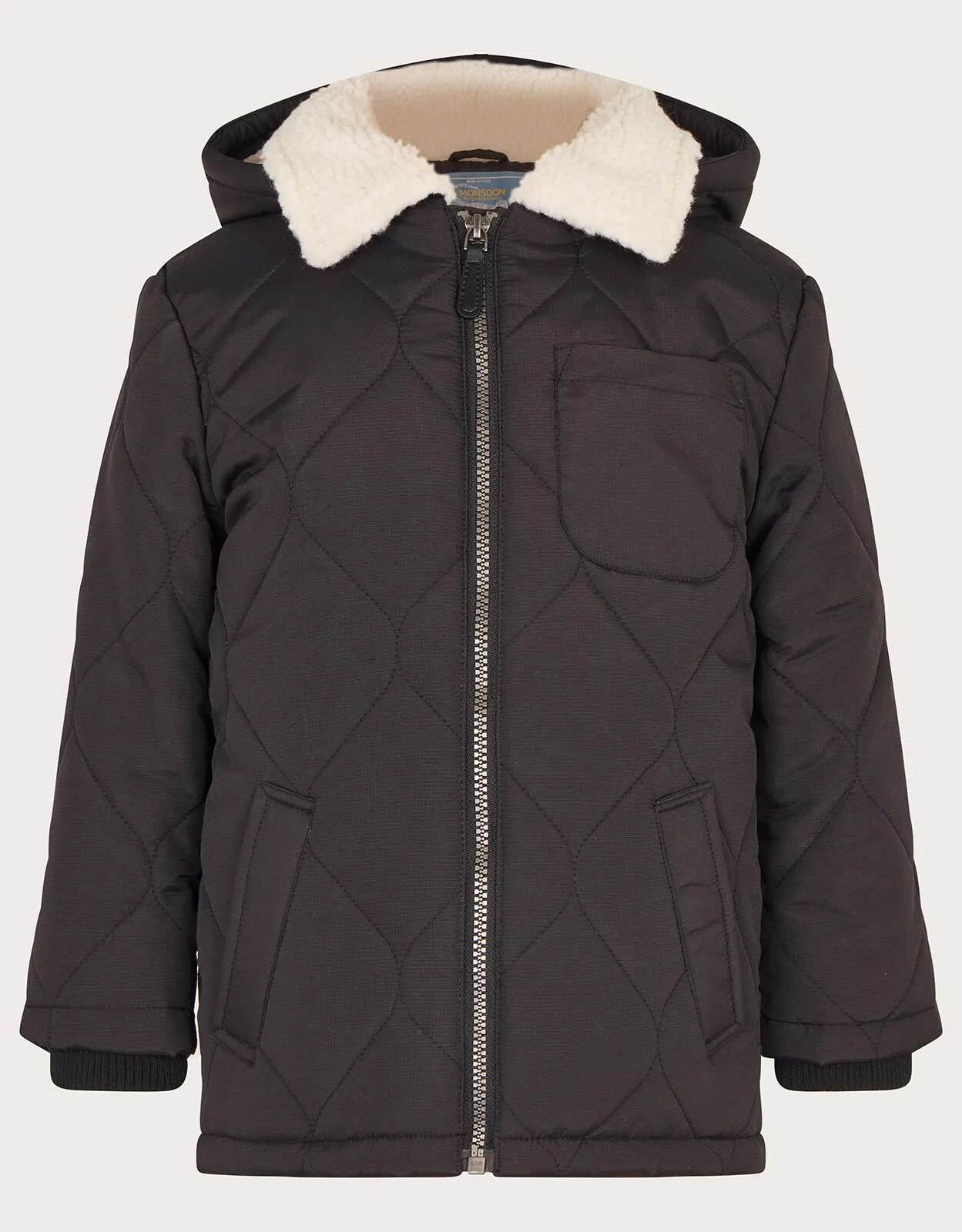 Quilted Borg Coat Black