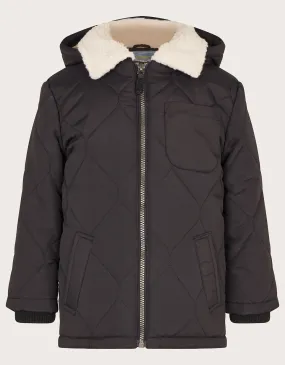 Quilted Borg Coat Black