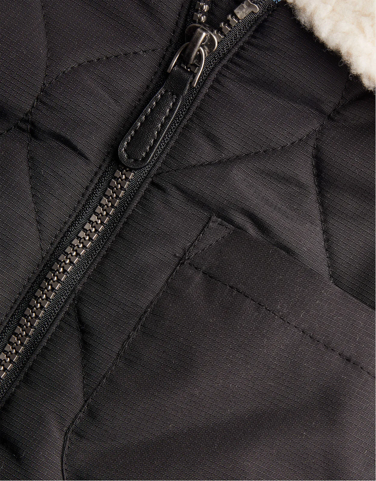 Quilted Borg Coat Black