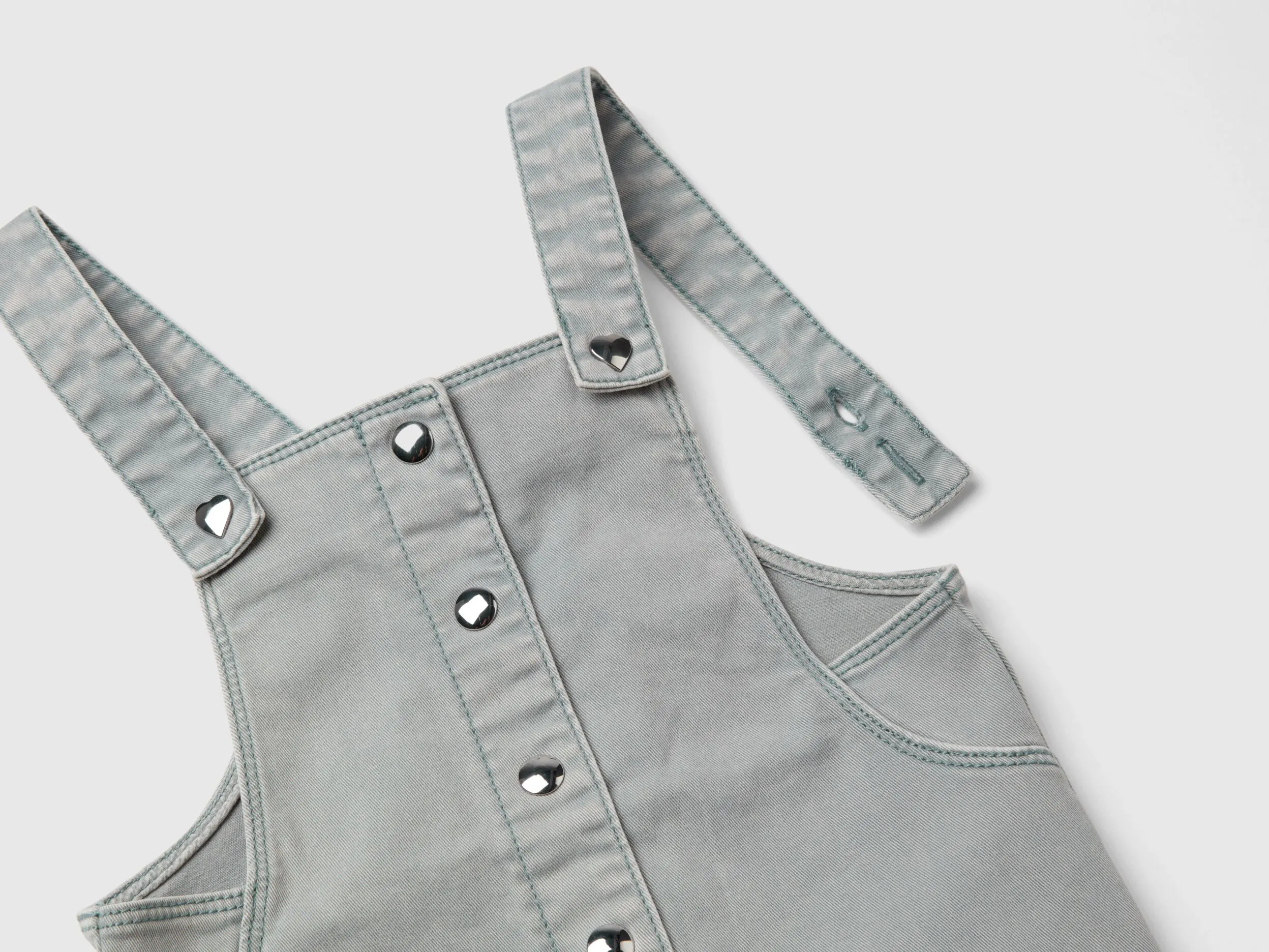 Romper dress in stretch cotton - Pearl Gray | Benetton