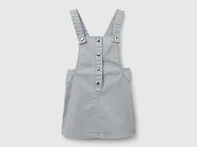 Romper dress in stretch cotton - Pearl Gray | Benetton