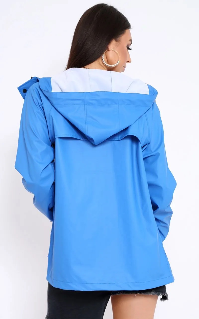 Royal Blue Hooded Rain Jacket - Fox