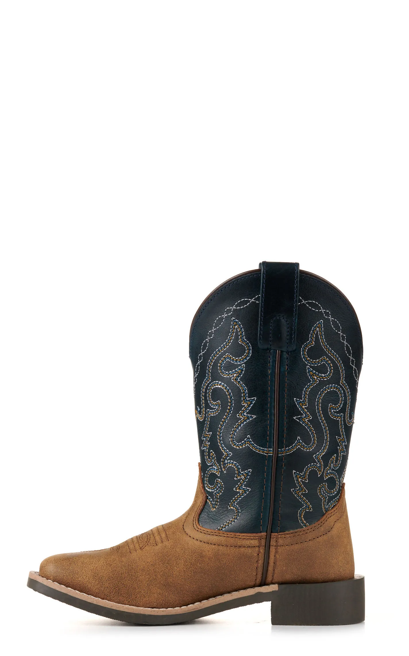 Smoky Mountain Kids' Antique Brown and Midnight Blue Wide Square Toe Cowboy Boots