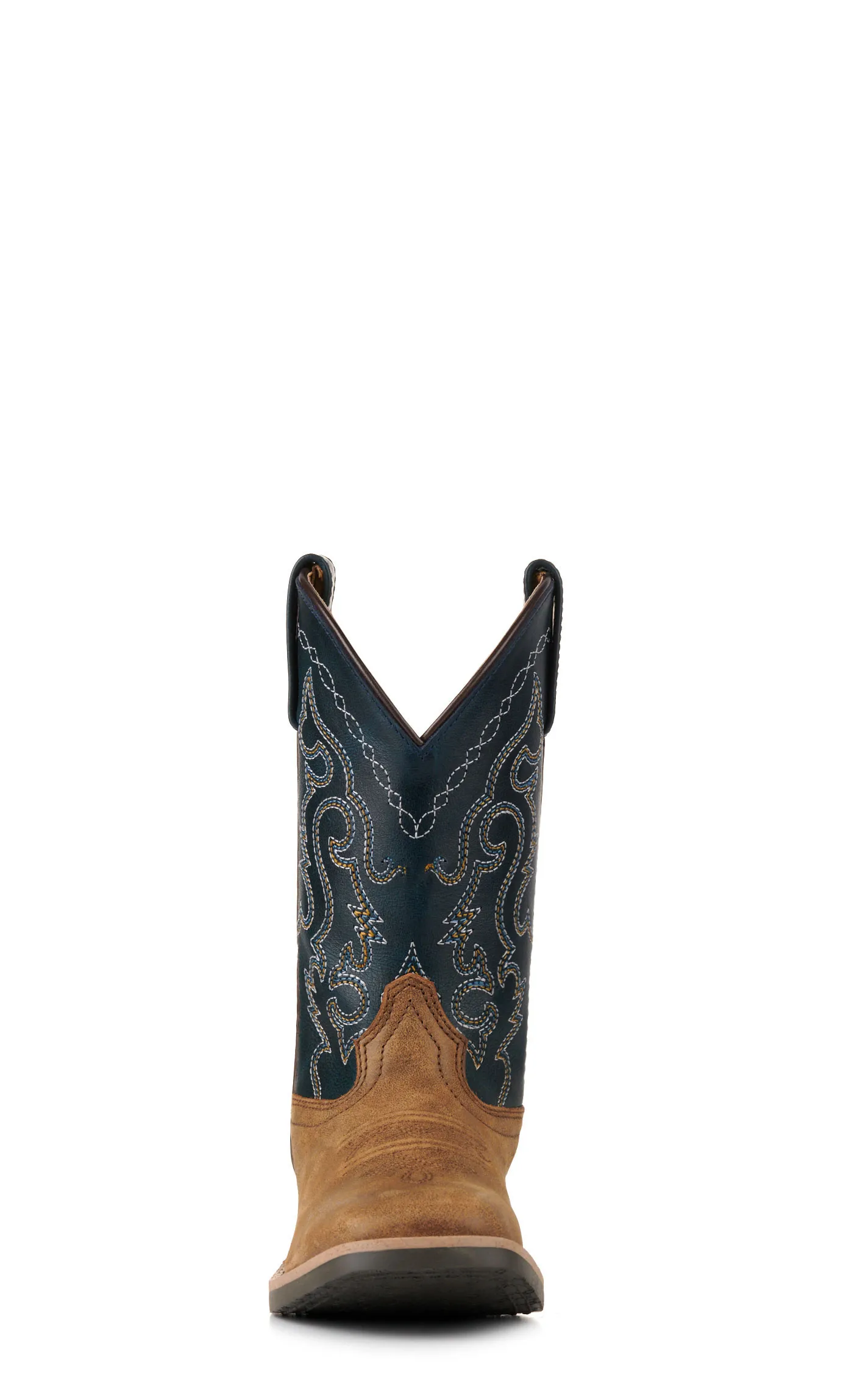 Smoky Mountain Kids' Antique Brown and Midnight Blue Wide Square Toe Cowboy Boots