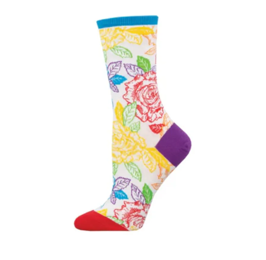 Socksmith Pride Roses and Pops cotton crew, UNISEX sizing