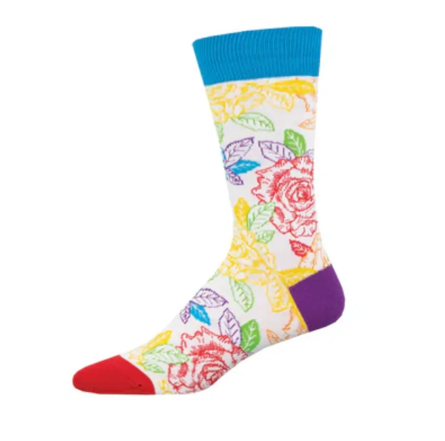 Socksmith Pride Roses and Pops cotton crew, UNISEX sizing