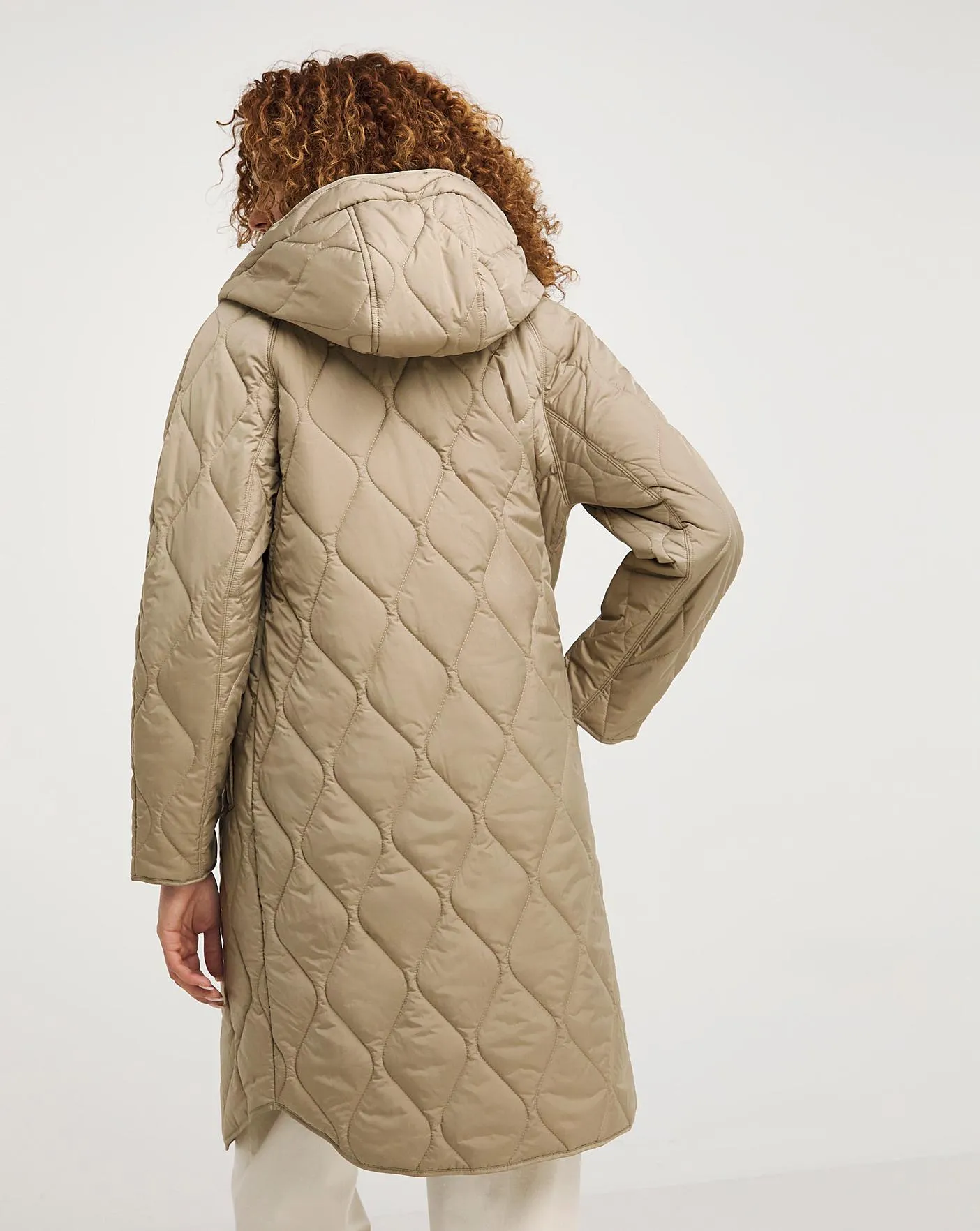 Stone Hooded Quilted Coat