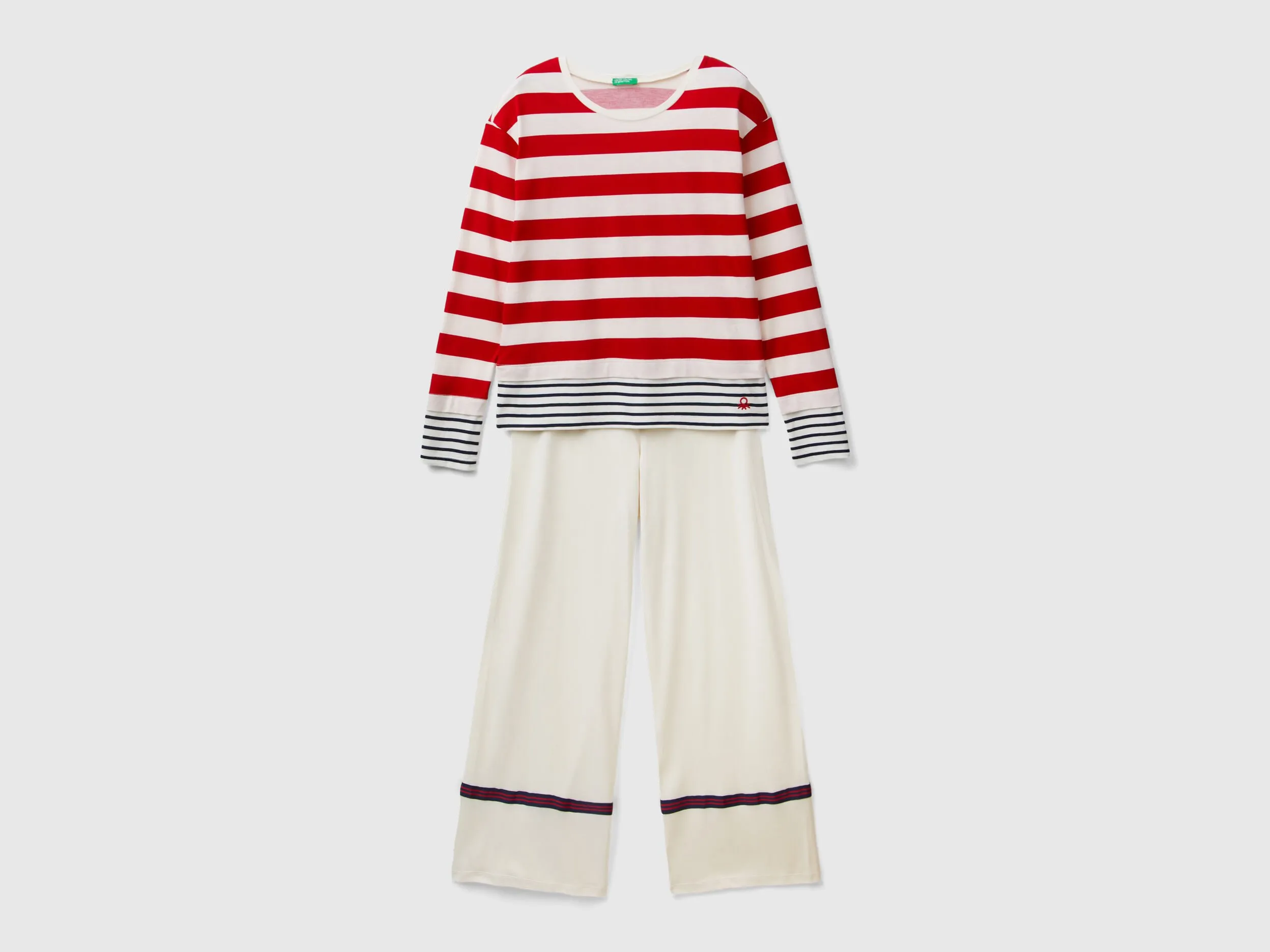 Striped viscose blend pyjamas - Multi-color | Benetton