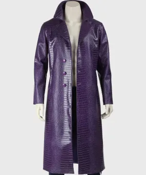 Suicide Squad Jared Leto Purple Coat | Joker Crocodile Coat