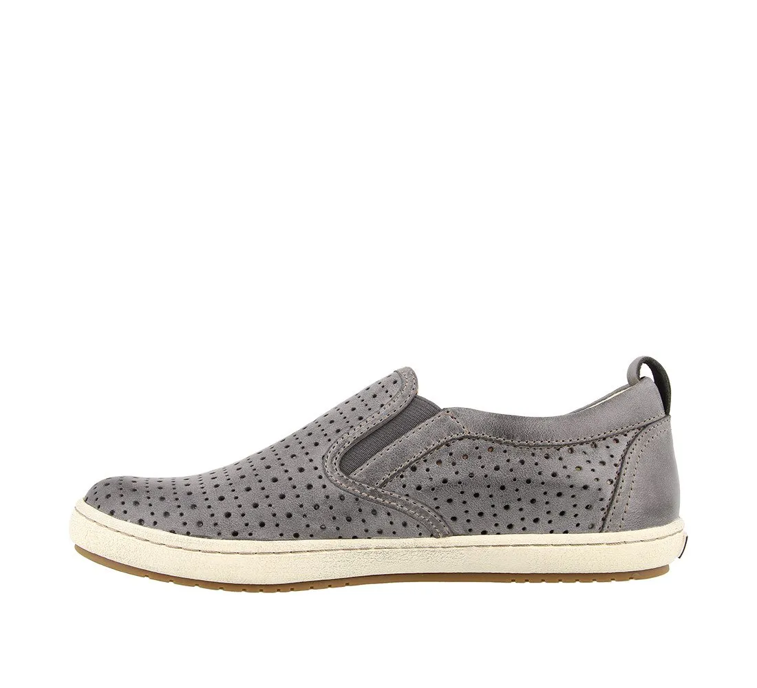 Taos Womens Court Slip-On Leather Sneaker- Steel Grey