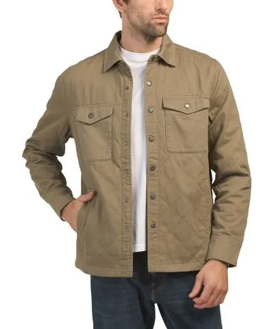 Tj Maxx Quilted Herringbone Washed Shirt Jacket For Men