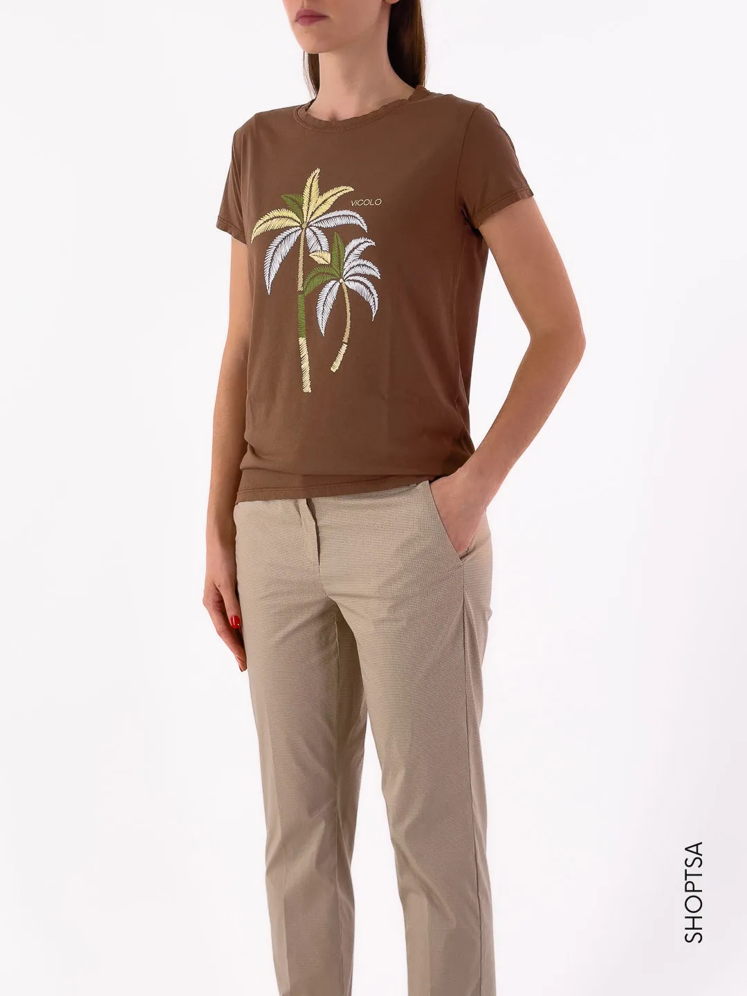 Tshirt marrone tropical Rb0812 - Vicolo