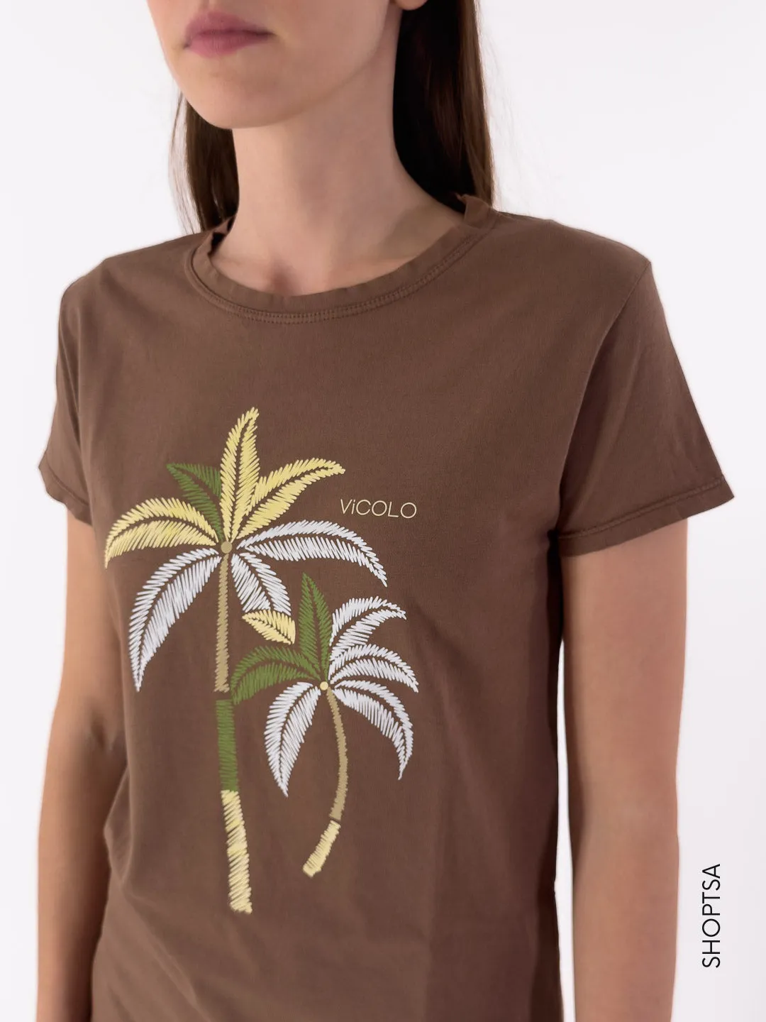 Tshirt marrone tropical Rb0812 - Vicolo