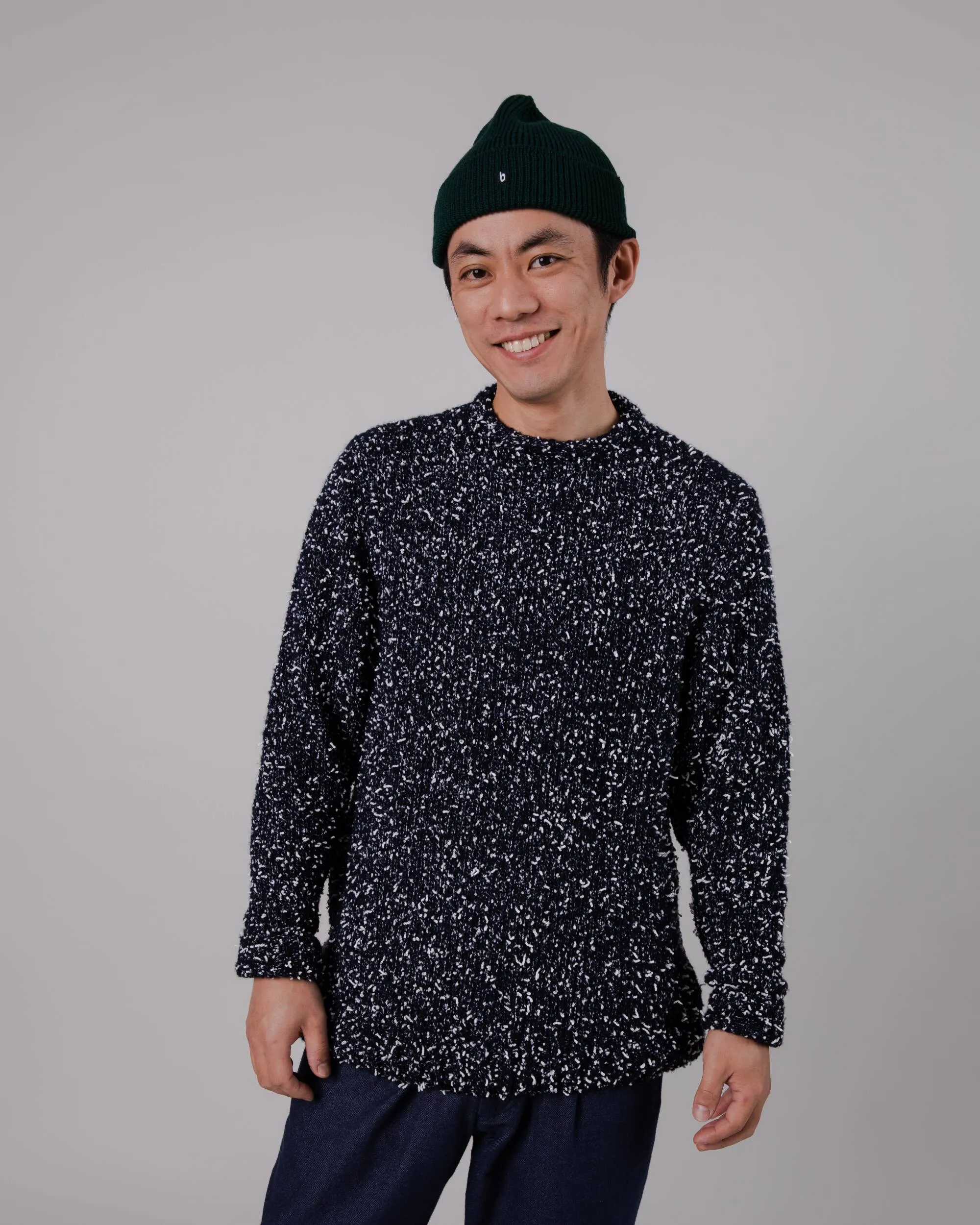 Two Tones Wool Sweater Navy