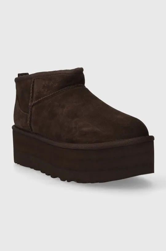 UGG suede snow boots Classic Ultra Mini Platform brown color 1135092