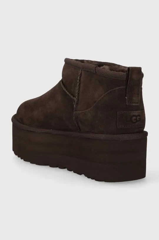 UGG suede snow boots Classic Ultra Mini Platform brown color 1135092