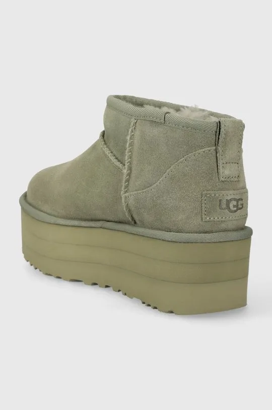 UGG suede snow boots Classic Ultra Mini Platform green color 1135092