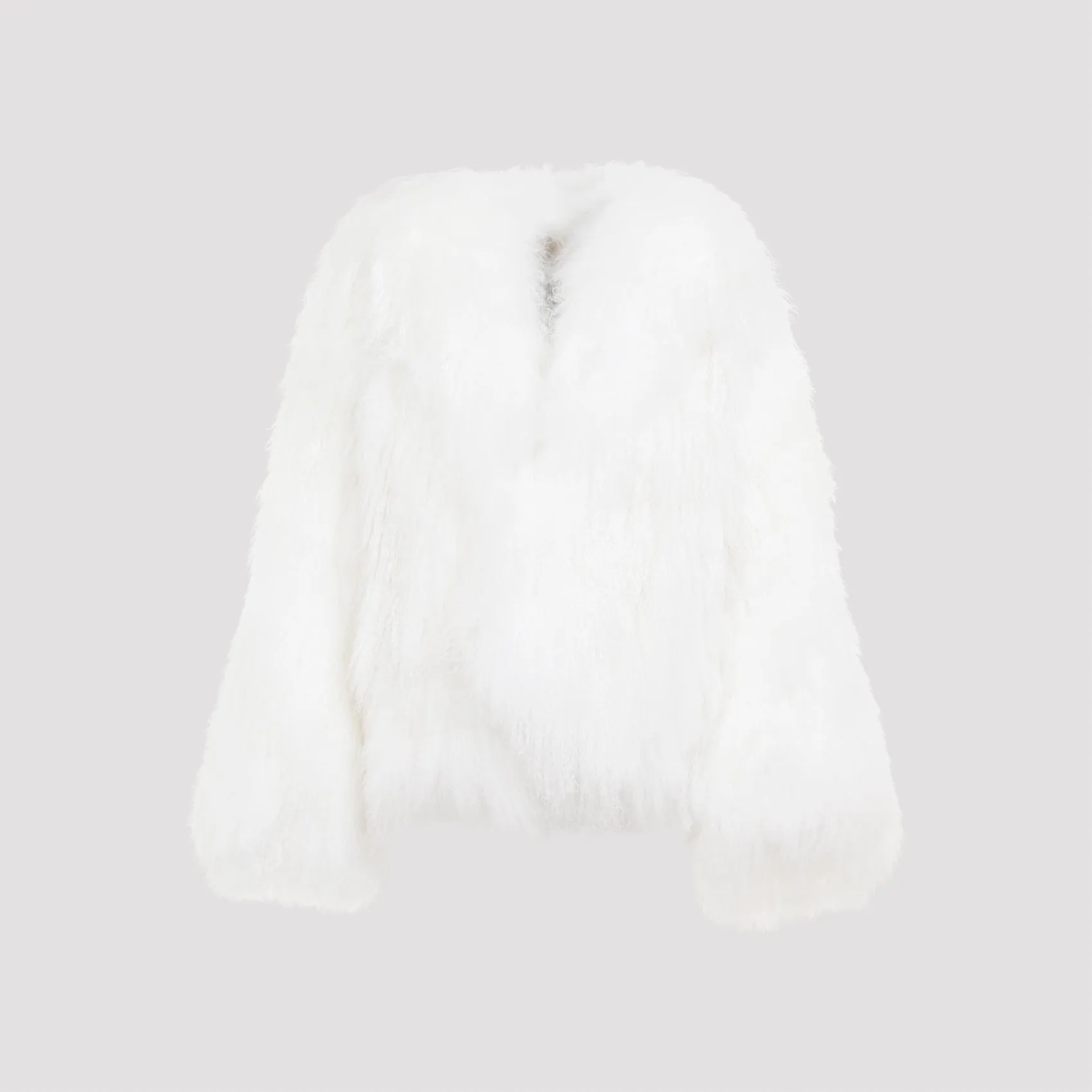 White Short Mongolia Fur Coat