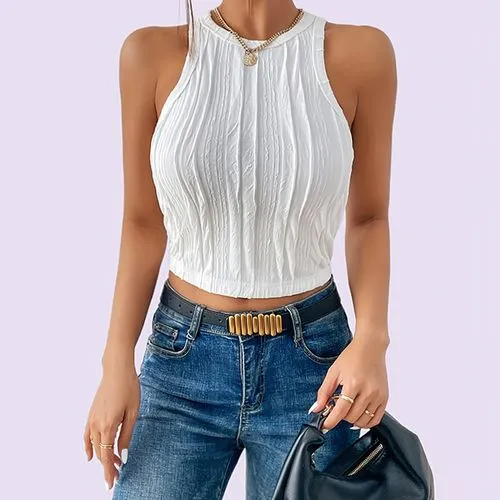 Women's Blouse Sleeveless Tank Tops Elegant Solid Color