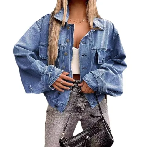 Women's Casual Streetwear Solid Color Single Breasted Coat Denim Jacket