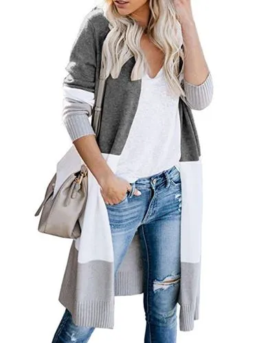 Women's Fashion Solid Color Patchwork Placket Coat Knitted Coat